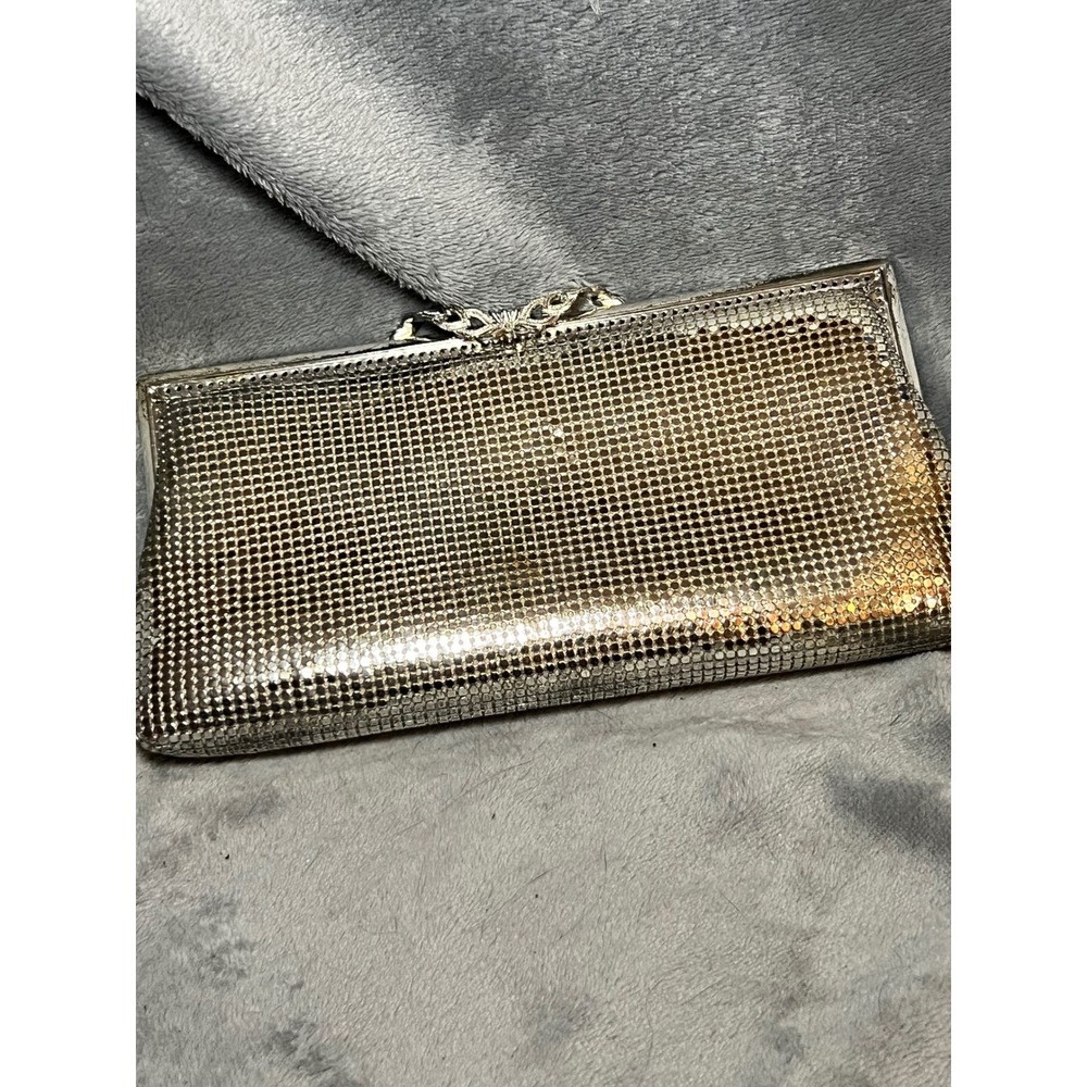 Vintage Fay Swafford Silver Mesh Clutch Purse Evening Bag Formal Handbag